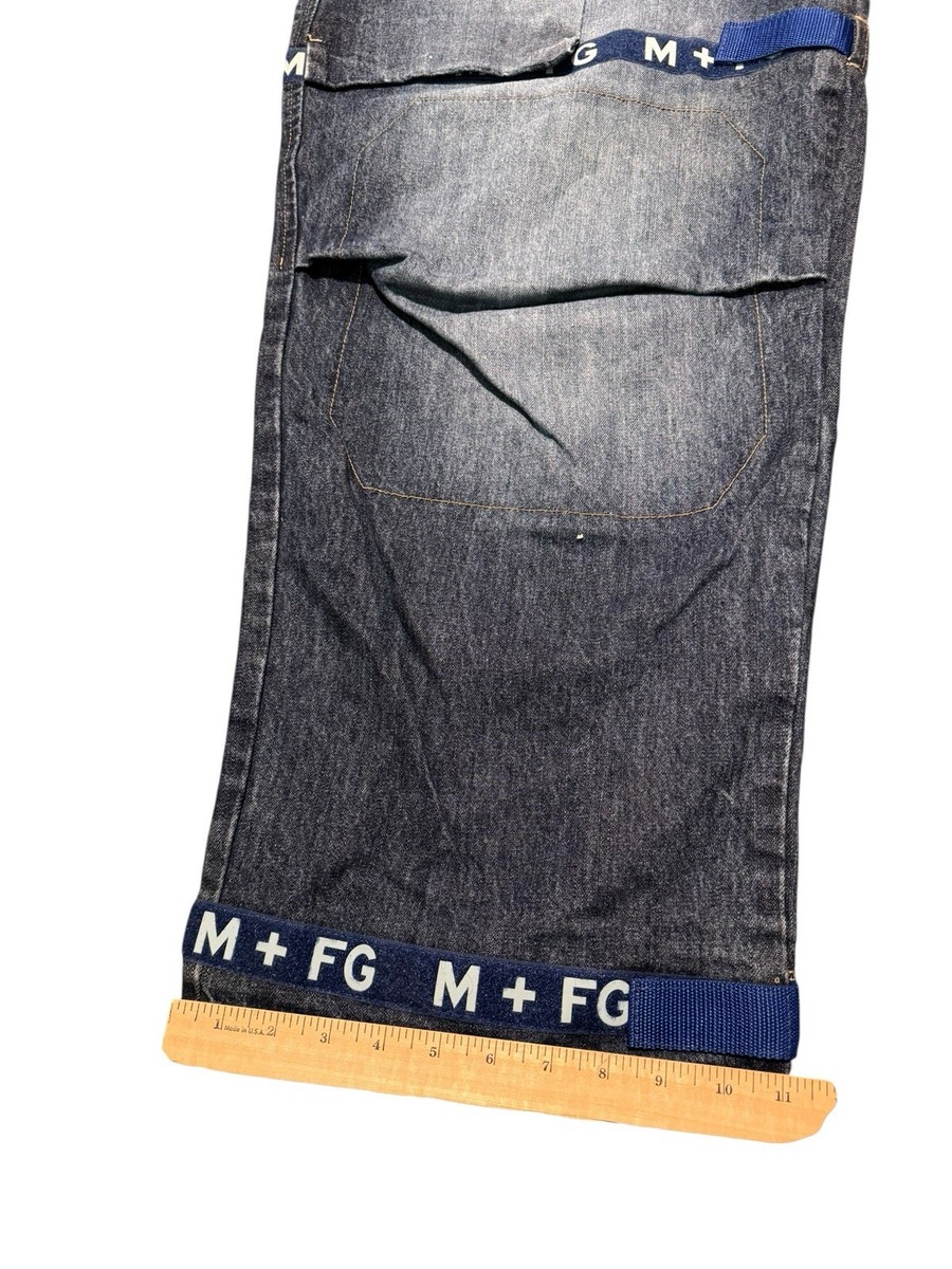 VTG MARITHE FRANCOIS GIRBAUD Shuttle Strap Jeans 44M Blue Baggy