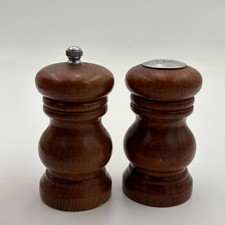 Vintage Turned Wood Wooden Salt  Pepper Grinder MCM Kitchen Table Vtg USA 4"