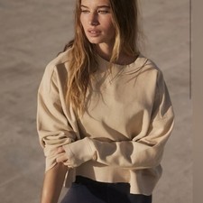 Free People FP Movement Intercept Pullover Sweatshirt Oatmilk Medium