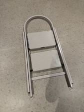 ABRU Steel 2 Step Ladder Portable Compact Folding Metal 150kg Capacity Used