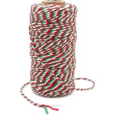Christmas Twine String 2MM 328 Feet Red Green White Cotton String for Gift