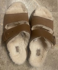 UGG CLASSIC SHEEPSKIN GREENPORT STRAP SLIDE SLIPPERS, WOMEN US 5