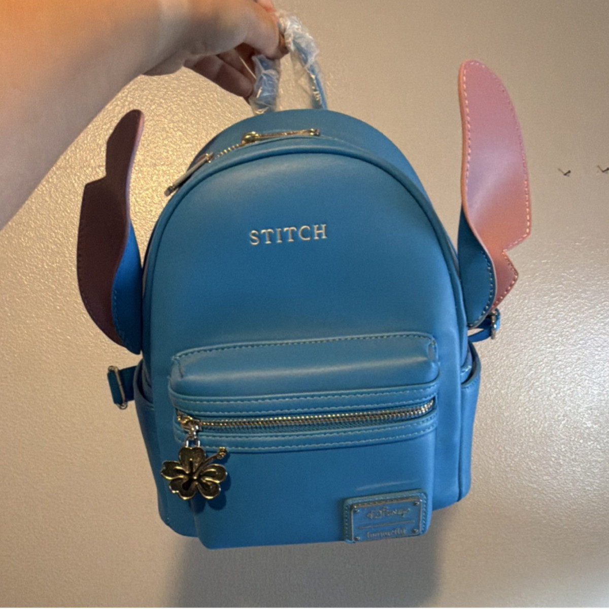 New Disney Loungefly Stitch Mini Backpack - Blue and Pink Loungefly Disney Lilo & Stitch Minimalist Stitch Figural  main image 2