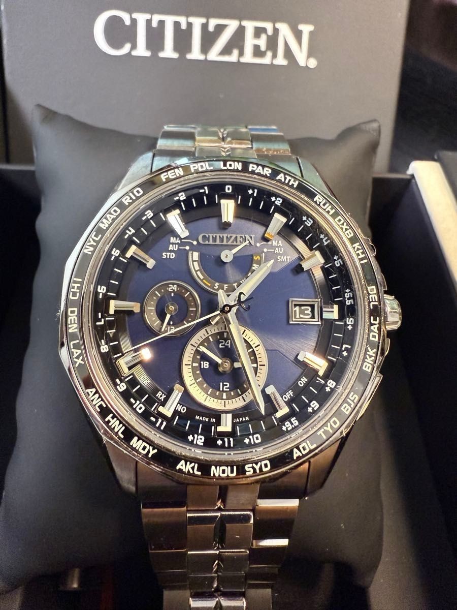 Citizen Attesa Titanium Day Date Eco Drive Solar Mens Watch Authentic Working