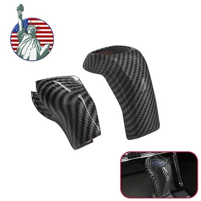 Black Carbon Fiber Sticker Trim Gear Shift Knob Cover For VW Polo Plus 2019-2022