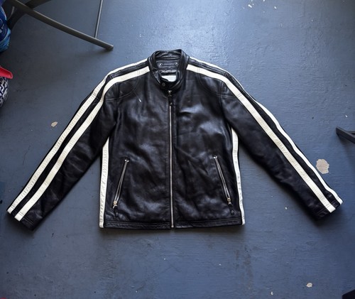 VTG Wilson’s Leather M. Julian Striped Moto Cafe Racer Motorcycle Jacket Men’s M - Picture 2 of 14