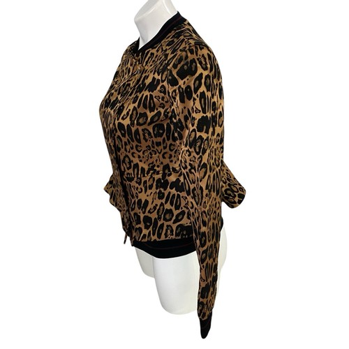 Trouve Blazer Womens XS Leopard Jacket Jacquard Coat Brown Career Work Office - Picture 17 of 19
