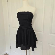 Cider Mini Dress Womes XS Black Strapless Ruched Tiered CD20230303262533MD-BLACK