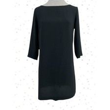 Leith Little Black Dress Sleeves Keyhole Back Classic Shift Dress Size S - NEW
