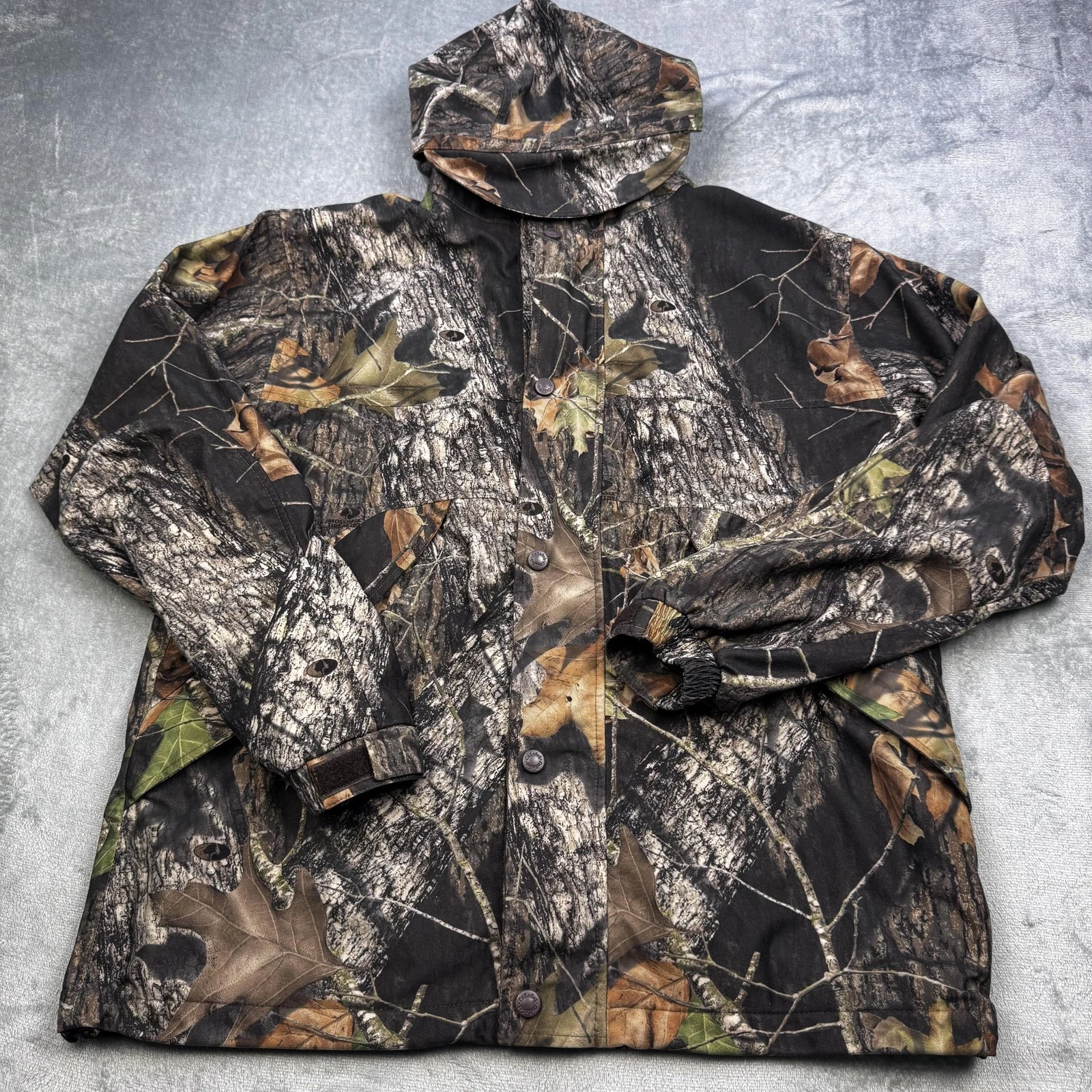 Cabelas Dry-Plus Jacket Mens LT Camo Hooded Waterproof Packable Hunting