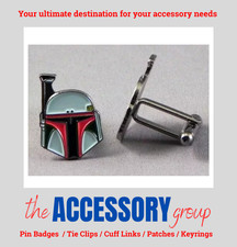 New pair Boba Fett Helmet Star Wars tv cufflinks cuff shirt links metal enamel