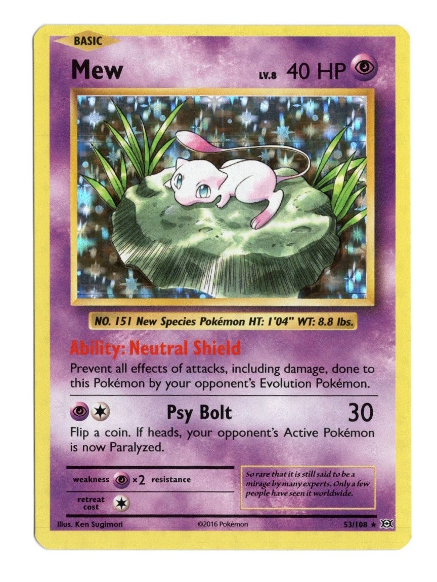 Pokemon Mew 53/108 XY Evolution Holo Rare 2016 NM English