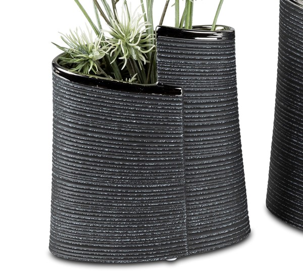 Deko Vase Anthrazit Wrap H. 19Cm B. 17Cm Silber Grau Keramik Formano-image