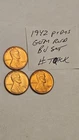 wheat penny 1942-P,1942-D,1942-S FIRE RED BU SET 1942D,1942S UNC LINCOLN CENT #1