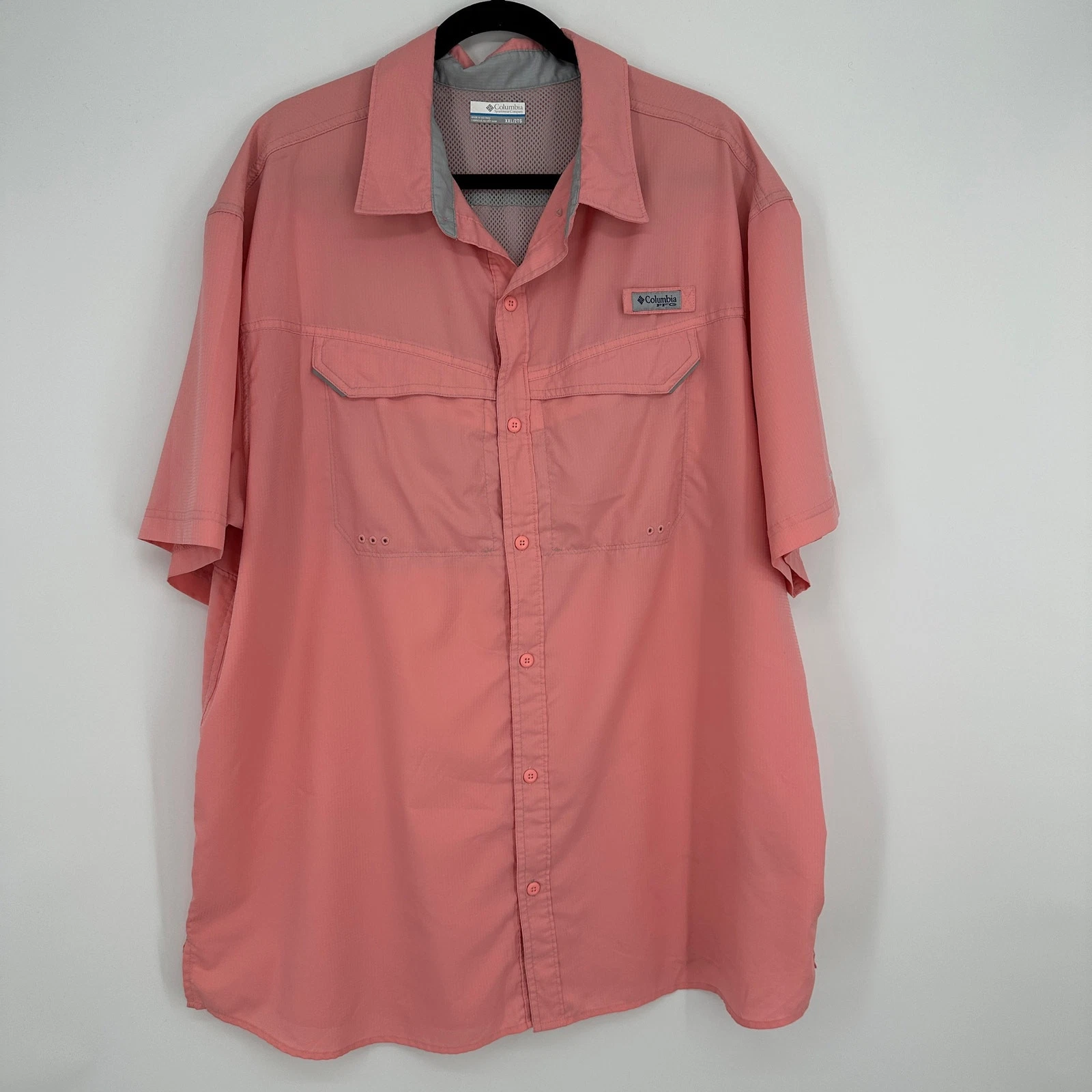 Columbia PFG Coral Button Front Pocket Utility Breathable Fishing Shirt XXL