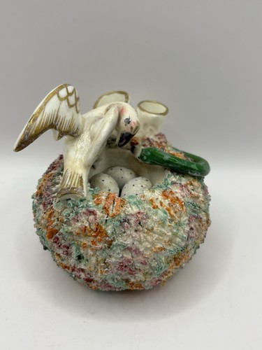 Bird-nest & Serpent Inkwell/Quill Holder Staffordshire Potteries c1860 - Picture 6 of 16