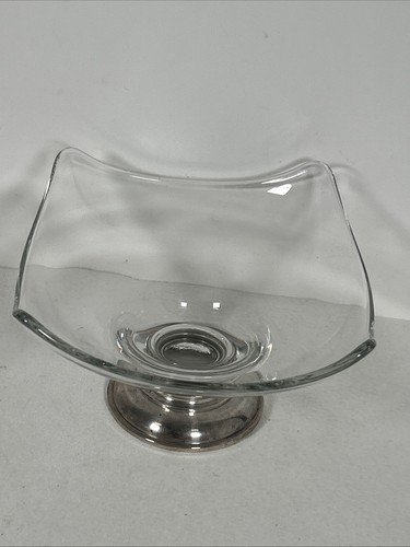 ANTIGUO PLATO CUENCO VIDRIO BASE PLATA ESTERLINA 6.75" Lote de 2 - Imagen 6 de 8