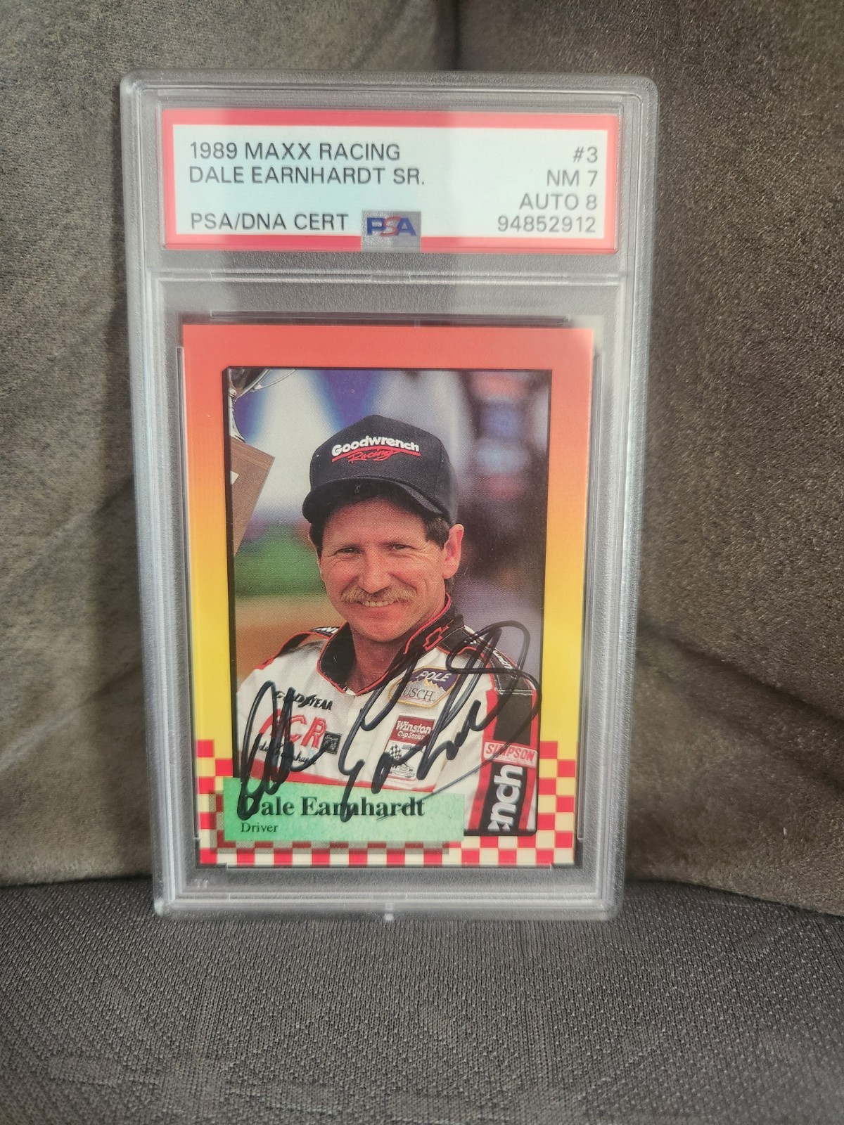 1989 MAXX DALE EARNHARDT AUTOGRAPHED PSA 7 AUTO 8 DNA ROOKIE RC RARE LOOKS NICER