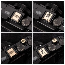 Brass Metal Hot Shoe Cover Cap Protective+Shutter Button Fit For Olympus Camera