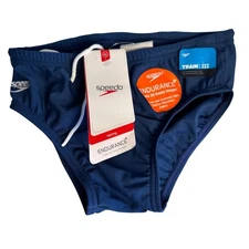 Speedo Youth Boy's Swim Briefs Navy Blue Racing Endurance Train III Size 28 NWT