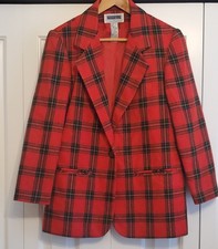 VTG Womens Prophecy By Sag Harbor Red Black Plaid Wool Blend Blazer Jacket 6P