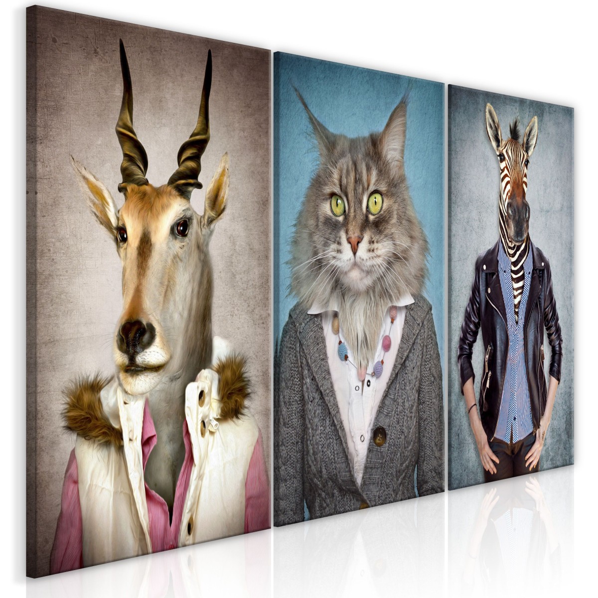Tableau imprimé Menagerie 3 panneaux 60x120cm pour habiller un mur vide
