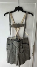 VTG Oktoberfest Lederhosen German Bavarian Leather Sued Shorts Size 38 Excellent