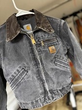 Carhartt Detroit Moss black Fleece Blanket Lined Coat Jacket YYJ97 Youth Size 8