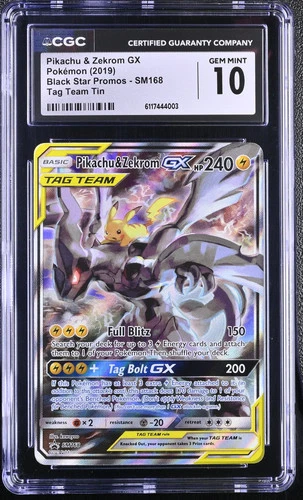 2019 Pokemon Black Star Promos Pikachu & Zekrom GX Tag Team Tin CGC 10 #SM168