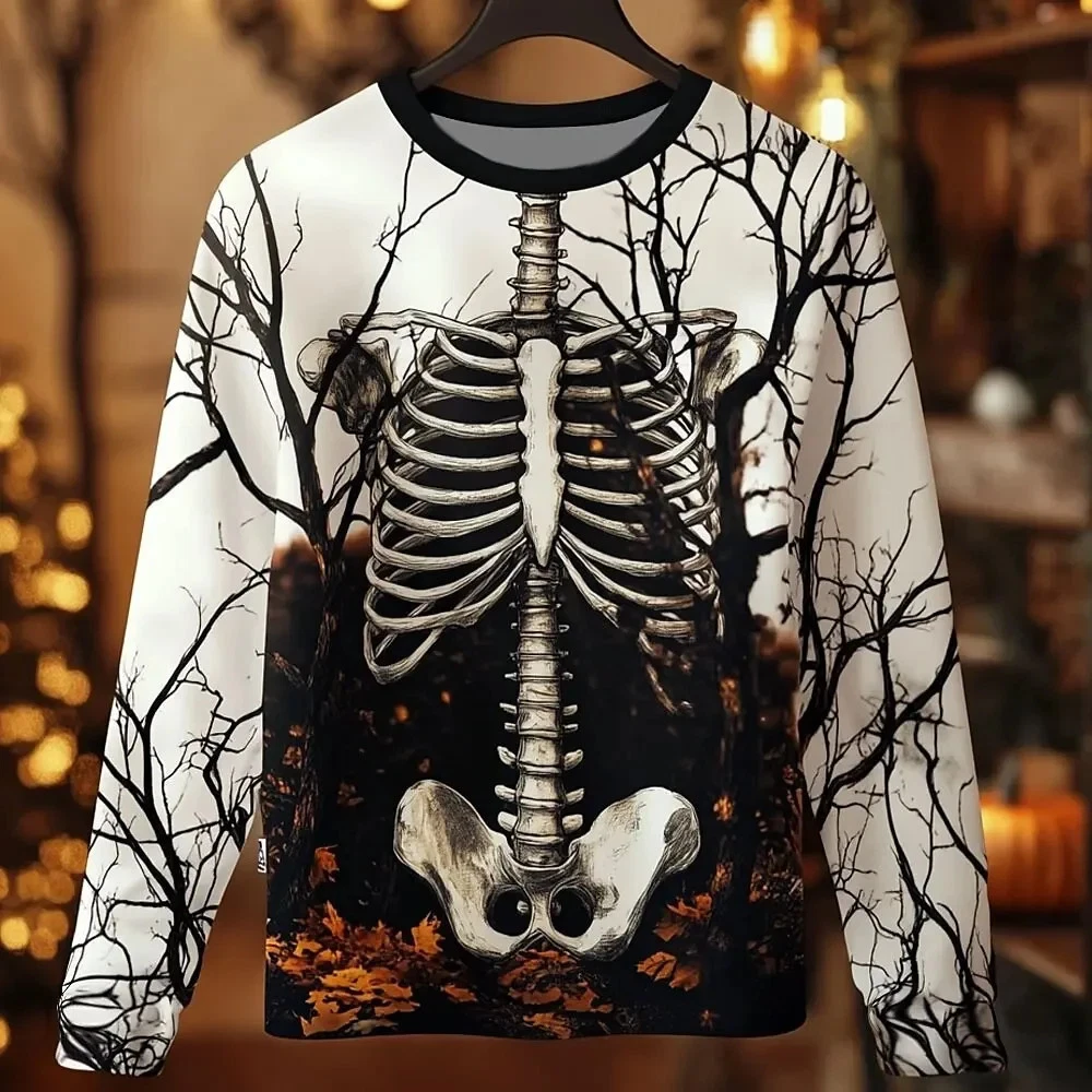 Mens Funny Skeleton Skull HALLOWEEN 3D Printed T-Shirt Cosplay Costume party image 3