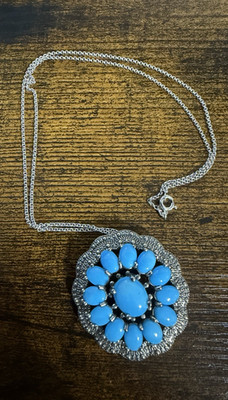 Sleeping Beauty Style turquoise and sterling silver 9'' necklace