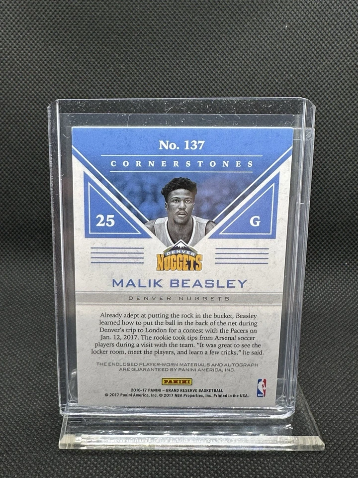 2016-17 Panini Grand Reserve - Rookie Cornerstones Malik Beasley #137 /99... - Image 2 of 2