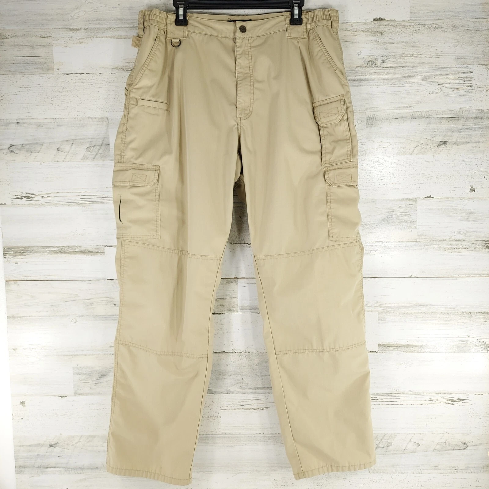 5.11 TACTICAL BEIGE CARGO PANTS MEN’S SIZE 40x32 ?? ELASTIC WAIST WORKWEAR *VGC*