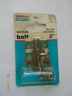 National Hardware Brass-Plated White Steel Window Bolt 2 in. L 1 pk National Hardware Brass-Plated White Steel Window Bolt 2 in. L 1 pk