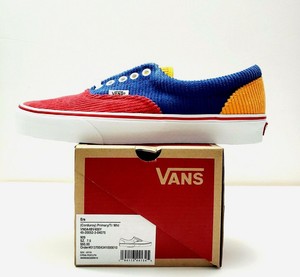 orange red and blue vans