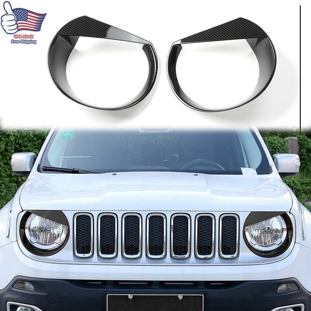 For 2020 Jeep Gladiator Carbon fiber Front Headlight Bezels Lamp Cover Trim 2P eBay