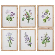 15.75" Floral Framed Print Set of 6, Floral Wall Art Framed Canvas Wall Art Home