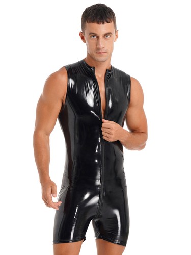 Para hombres Látex Gatsuit PVC Cuero con Cremallera Mono Exótico Disfraz Body Prendas para club nocturno - Imagen 7 de 26