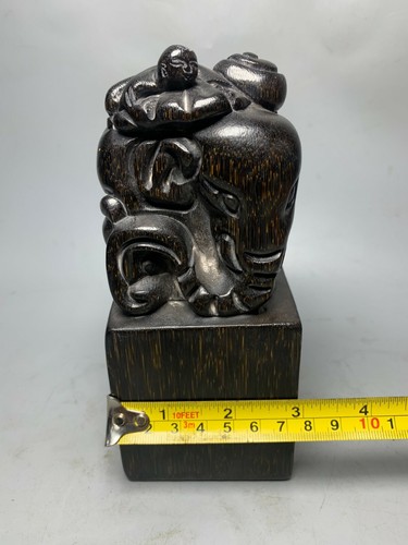 16.5 cm Chinese ox horn seal natural ox horn Carving seal Elephant stamp statue - Photo 9 sur 9