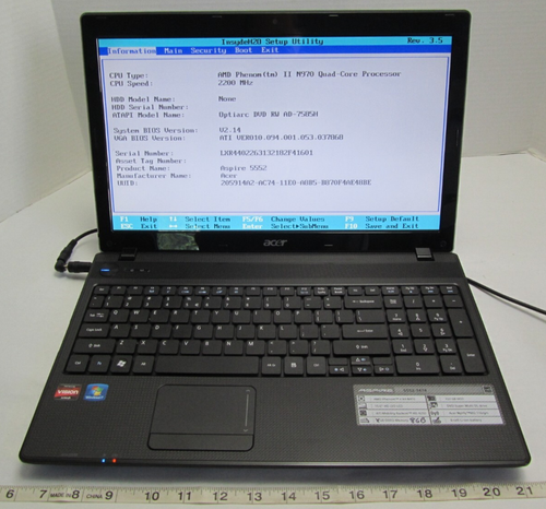 Acer Aspire Laptop Computer AMD Phenom II 8GB RAM 15.6" LCD DVD Wifi ATI Radeon