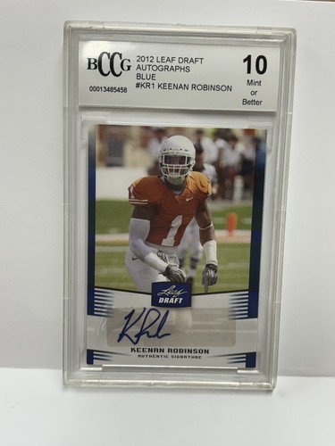 2012 Leaf Draft Auto Blue Keenan Robinson #KR1 Rookie BCCG 10 gradi come nuovo RC - Foto 1 di 4