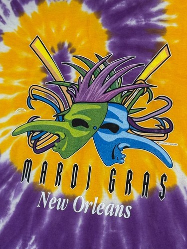 Mardi Gras New Orleans Louisiana Vtg Hanes Tie Dye 3D Bourbon St T Shirt XL - Picture 6 of 10