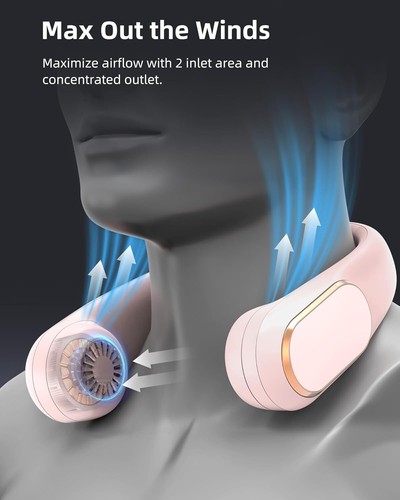 Neck Fan Rechargeable 5 Speeds, Portable Personal Fan, Hands Free Bladeless Fan, - Picture 3 of 6