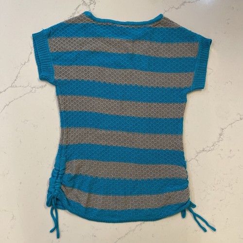 Take Out Girls Sweater Shirt Size XL (16) Blue Gray Dressy Casual Knit Striped - Bild 8 von 8