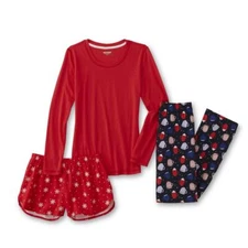 Joe Boxer Women's Red Hot Chocolate Marshmallows Snowflakes 3-Pc Pajama Set