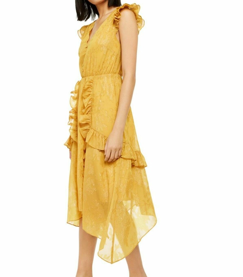 New INC Shift Gold Dust Ruffle Cottagecore FairyCore PrairieCore Dress