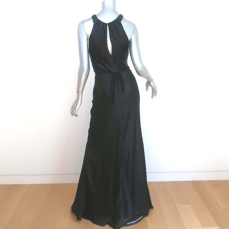 vera wang black dress Sequin Neck Gown Satin Size 12 Sleeveless Maxi NEW 2000s Formal Dress (M) half sleeve wedding dress Size:10W