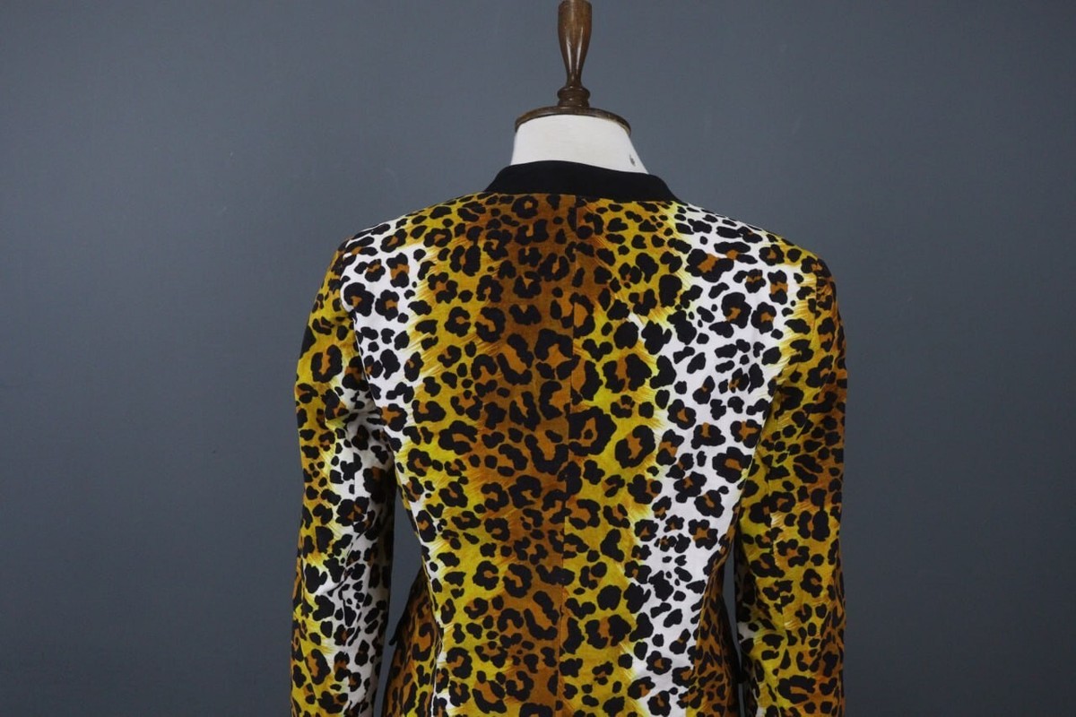 Love Moschino Multi Cotton Leopard Print Deep V-Neck Button Front