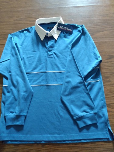 New Wave Rugby LS Shirt Men's XL Piping Ready for Your Logo Vtg 90s Y2K Preppy - Picture 3 of 15