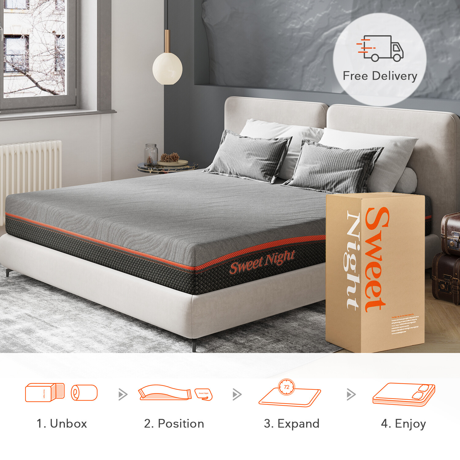 Sweetnight 10 inch Cool Gel Memory Foam Mattress Full Queen King Size